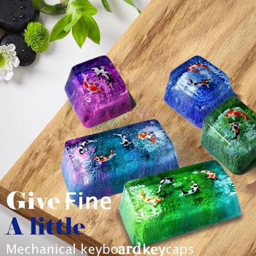 New pattern OEM R4 height handmade Koi fish personality Esc Backspace resin key cap for MX switch mechanical keyboard