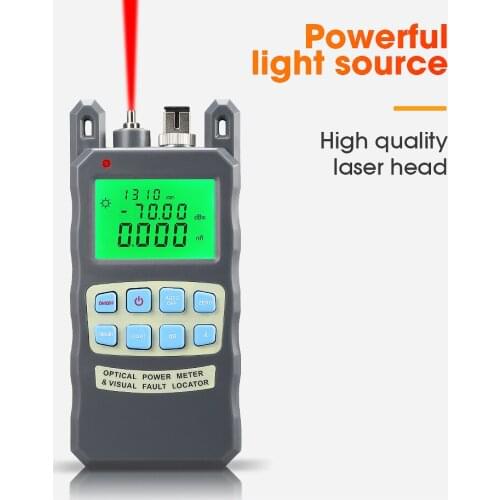 Optical Multi-meter with Fiber Optic Power Meter -70 to +10dBm and Visual Fault Locator Laser Source