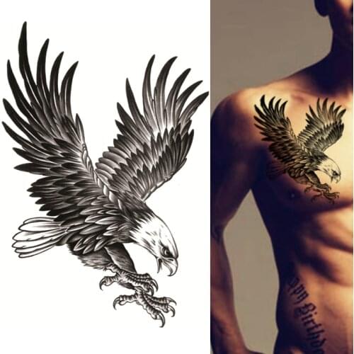 Eagle Fox Unicorn Dragon Waterproof Temporary Tattoos Body Art Arm Shoulder Chest Tattoo Sticker Black Tatouage Women Men
