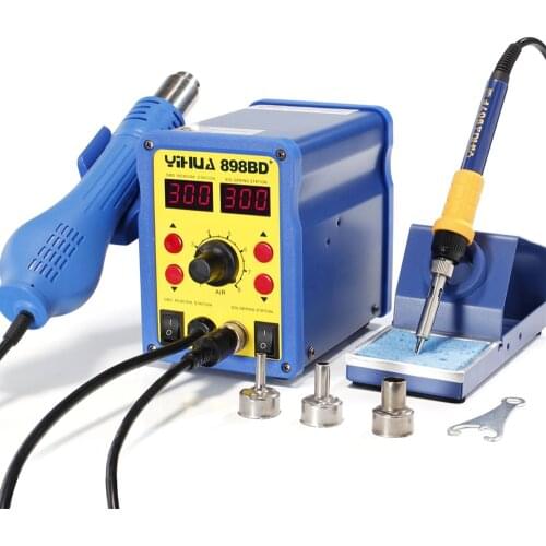 YIHUA 898BD+ Rework Soldering Station 700W 2in1 SMD Hot Air Gun and Solder Iron placement welding tool bga ball rework station