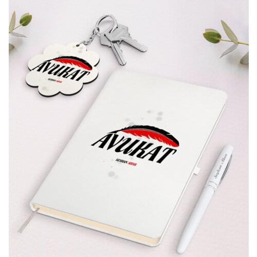 Personalized Lawyer White Notebook Pen and Keychain Gift Seti-7 Reliable Quality Gift Casual Design Occasion Special Occasions