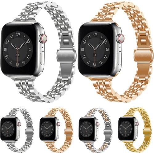 Womens Slim Strap for Apple Watch 6 se Band 40mm 44mm Metal Bracelet for iWatch Series 5 4 3 38mm 42mm Stainless Steel Wristband