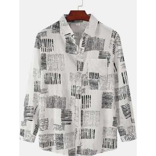 Line Print Men Shirts For Men Clothing Korean Style Men Shirt Long Sleeve Casual Shirt 2021 Autumn Clothes camisa masculina