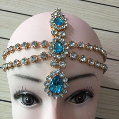 Handmade Kundan different colorful stones hair chain Grecian style head chain head jewellery