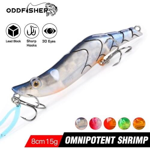 Shrimp Fishing Lure Minnow Pencil Hard Bait Sea For Cuttlefish Squid Octopus Jigs Carp Winter Casting Sinking Luminous 80mm 15g