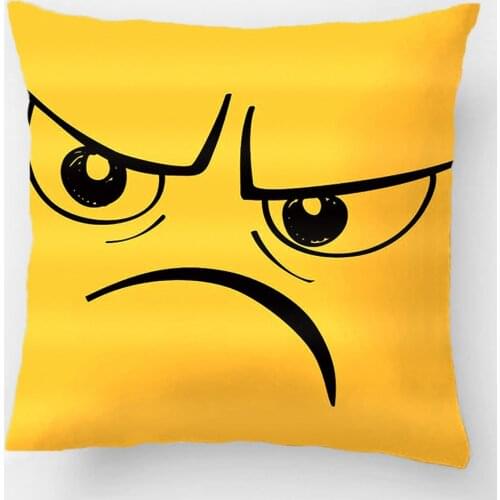 Angry Frown Yellow Smiley Face Throw Pillow Wedding Decorative Cushion Cover Pillow Case Customize Gift For Sofa Seat Pillowcase