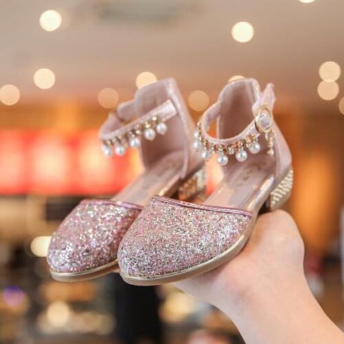 Bling Bling girls leather shoes for Wedding and Party Rhinestone princess Shoes kids Dance dress Crystal shoes chaussure fille