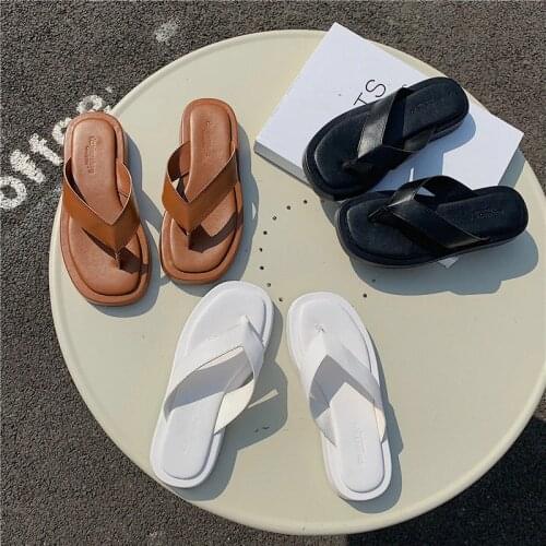 2021 Net Celebrity clip toe slippers women flip flops summer beach shoes female sandalias outside thicken soled slides pantufa