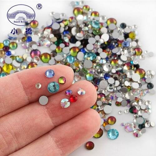 1000PCS Mixed Color Sizes Crystal Rhinestones For Clothes Round Glue On Glass Rhinestones Flatback Nail Art Rhinestones Z196
