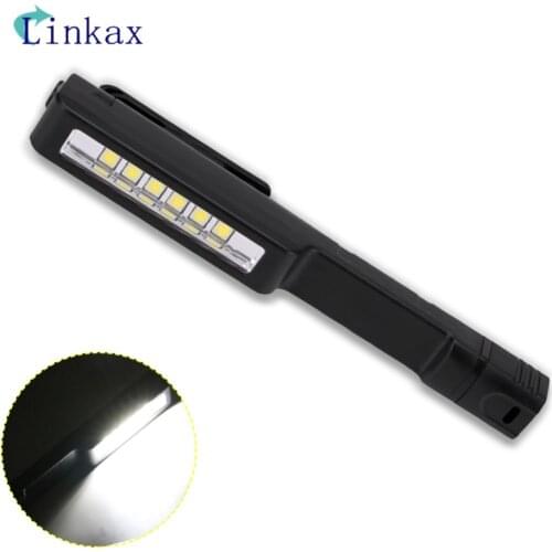 Super Bright Light 6*SMD LED Flashlight Built-in Magnets Torch Power By 3*AAA Batteries Black/Red/Blue/Yellow Color Led Light