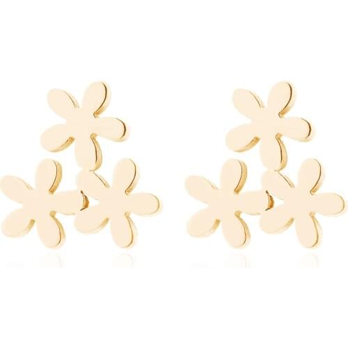 1 Pair Stainless Steel Flower Earring For Women Girl Ear Stud Blooming Cherry Fashion Jewelry Flora Stud Earrings Mini Bronics