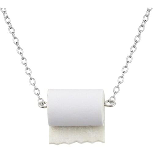 2020 Fashion Women Personality Toilet Paper Roll necklace Roll Toilet Paper Holder Bathroom pendant necklace