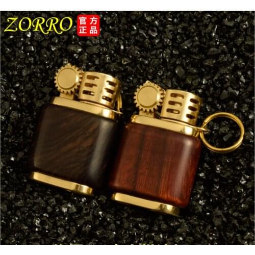 Zorro wood shell kerosene oil cigarette lighter personal retro portable outdoor car key chain Creative gasoline igniter men gift