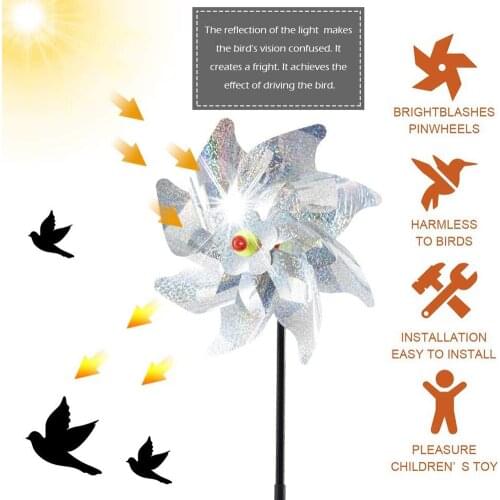 1/10pcs Bird Repeller Windmill Spinner Reflective Sparkly Bird Deterrent Pinwheels Protect Garden Plant Flower Garden Lawn Decor
