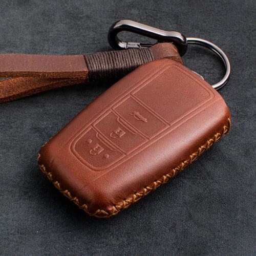 1X Genuine Leather Hand Made Car Key Cover Key Case Fob For Toyota Camry Cruiser Prado Corolla RAV4 key bag Car Accessories
