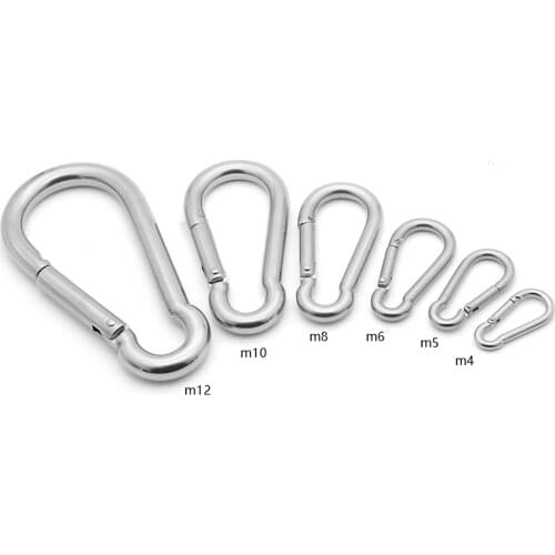 1pcs Mini Size Silver Multifunctional Spring shap Quick hook Chain Fastener Hook Carabiner Stainless Steel Repair Hiking Camping
