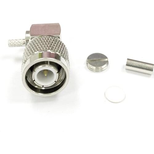 1PC RF Coaxial Connector TNC male plug right angle adapter 90-degree crimp For LMR100 RG316 RG174 cable Wholesale Fast Shipping