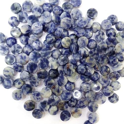 100Pcs 8x4mm Wholesale Natural Blue Sodalite Round Cab Cabochon DIY Jewelry Making Accessories M126