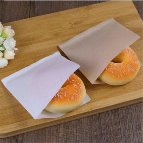 100pcs/pack 12x12cm Biscuits Doughnut Paper Bags Oilproof Bread Craft Bakery Food Packing Kraft Sandwich Donut Bread Bag