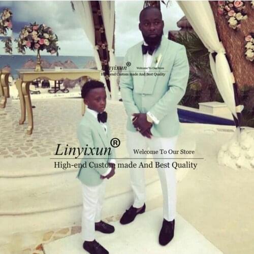 2021 Mint Green 2 Pcs Mens Tuxedo Groom Suits Men for Wedding Boy Suits Best Man Blazer Jacket Pants Prom Party Terno Masculino