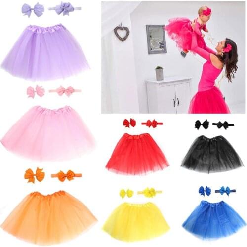 3Pcs/Set Baby Girl Clothes Candy Color Soft Tulle Tutus Skirt With Headband Hairpin Photo Prop for Birthday Party Kawaii Skirts