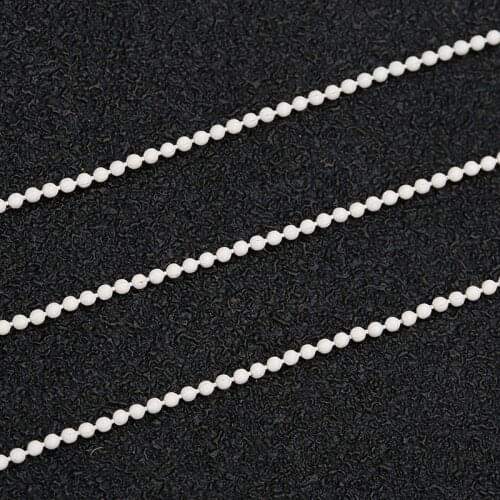 5Meters/lot 1.2mm 1.5mm 2mm 2.4mm White Metal Ball Chains Round Beads Chains for DIY Necklace Bracelet Jewelry Accessories
