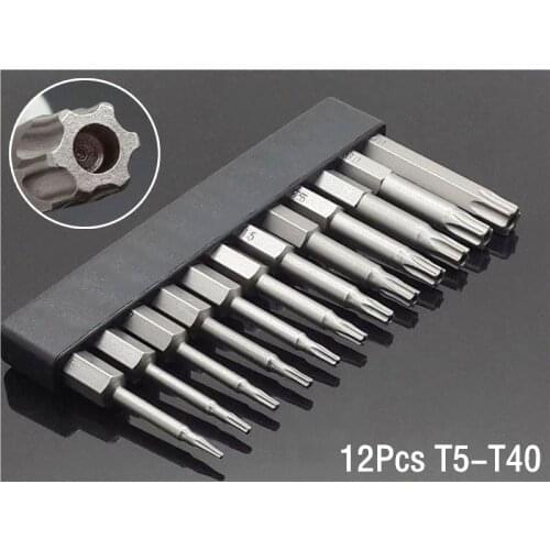 50mm 8Pcs OR 12Pcs Set Security Tamper Proof Magnetic Screwdriver Drill Bit Screw Driver Bits Hex Torx Flat Head 1/4" Tools