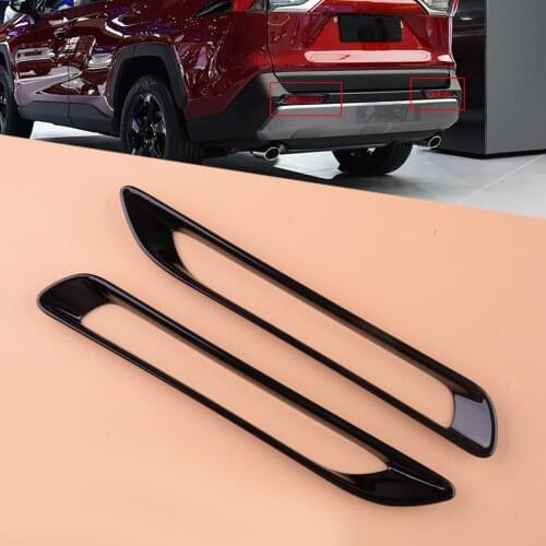 ABS 1 Pair Black Rear Tail Fog Light Lamp Cover Trim Fit For Toyota RAV4 2019 2020