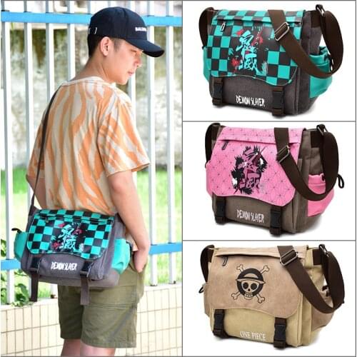 Anime Demon Slayer Attack on Titan Totoro One Piece Cosplay Unisex Students Messenger Crossbody Shoulder Bag Travel Fashion Gift