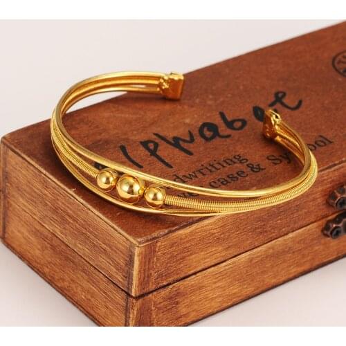 Bangrui African Wholesale Beads Bangle for Wome/Girls Fashion Gold Color & Copper Jewelry Ball Bracelet