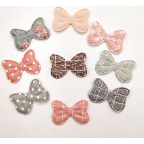 72pcs/lot 3.9*2.5cm Bowknot Padded Appliques for DIY Clothes Sewing Supplies DIY Hair Bow Decoration