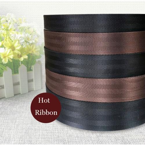 Safety of high-strength ribbons 50mm 2" wide 38mm 25mm 1" webbing black coffee Striped polyester Webbing ribbon twill Ribbon