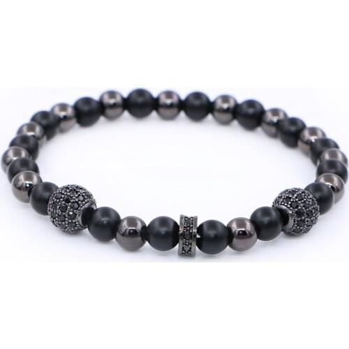 Buddha Yoga Nature Matte Stone Strand Bracelets Zircon Bead Crystal European Charm Beads DIY Elastic Bracelets Jewelry Pulsera