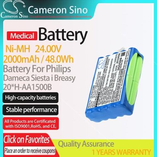 CameronSino Battery for Philips Dameca Siesta i Breasy fits Philips 20*H-AA1500B Medical Replacement battery 2000mAh/48.0Wh Blue