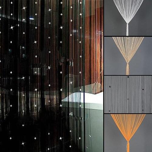Home Decor Door Window Rhinestone Beads Tassel Screen Panel Beaded String Curtain Screen Windows Divider Cut To Size Curtains
