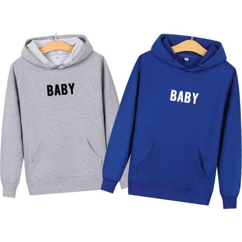 Cotton Couple Hoodies Women Men Sweatshirt Lovers Fashion Autumn Baby Letter Print Couples Hoodie Casual Pullover Gift White Top