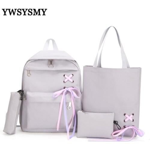 Fashion Children School Bags Girls Canvas Backpack Women Leisure Backpack Teenage Girls School Bags Student Backpack 4Pcs/Set