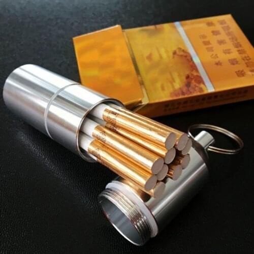 JX-LCLYL 1pc New Silver Aluminum Metal Cigarette Capsule Case Waterproof Pouch Camping