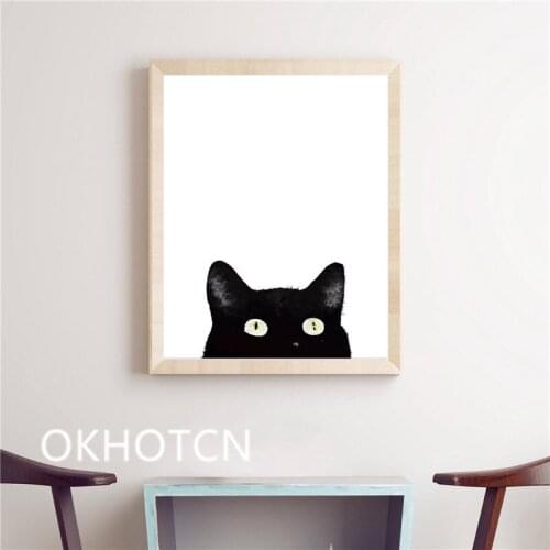 Minimalist Style Pictures Kawaii Animals Black Cats Canvas Hd Print Painting Nordic Wall Art Picture Home Decor For Living Roo