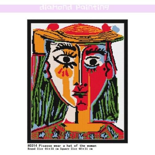 Picasso Wear A Hat of The Woman Diamond Painting Kits Round/Square Sets Embroidery Mosaic Art Picture Rhinestone Full Home Decor