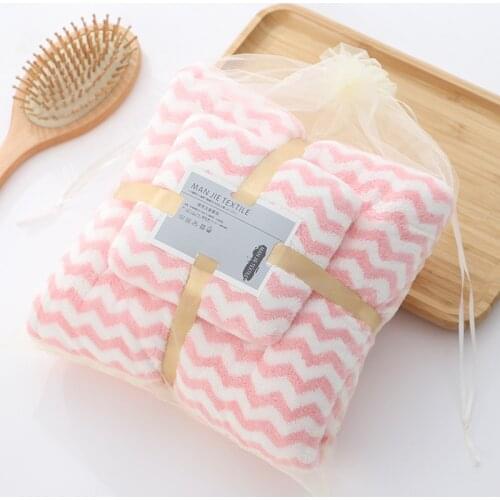 Coral Fleece Water Ripple Hair Swimming Towels Face Hand Bath Towel Sets Bathroom Towel for Women Microfiber Towel Set for Gift