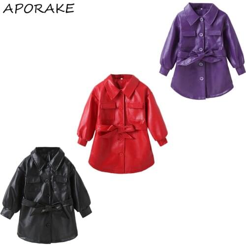 Girls Coat Solid Color Jacket Adult Lace-Up Buttoned Long-Sleeved Lapel Jacket With Pocket Fashion Top