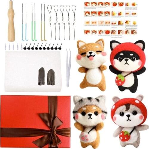 LMDZ 6 Pcs Colorful Needle Felting Kit for Beginners Needle Felting Starter Cute Animal Wool Felting Supplies for Christmas