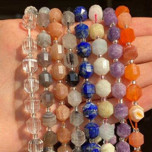 Natural Faceted Amethysts Lapis Lazuli Agat Quartzs Top Quality Stone Round Loose Spacer Beads For Jewelry Making Diy Bracelets