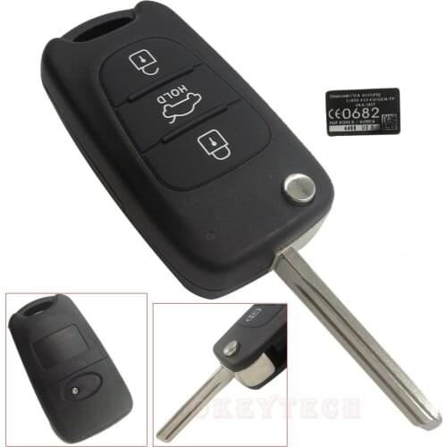 OkeyTech For KIA For Hyundai 3 Buttons Flip Folding Remote Car Key Shell Cover Case With Hold Button FOB