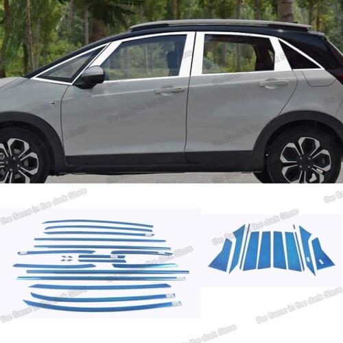 Lsrtw2017 stainless steel car window trims for honda fit jazz 2020 2021 accessories decoration gr gs exterior auto styling