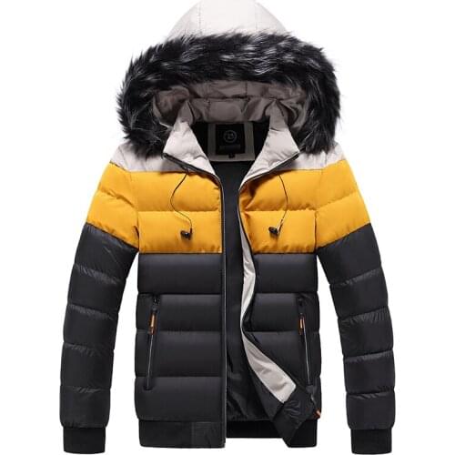 Fashion Men Hooded Fur Collar Parkas 2020 Winter Mens Thick Warm Parkas Jackets Male Cotton Thermal Outdoor Windproof Outerwear