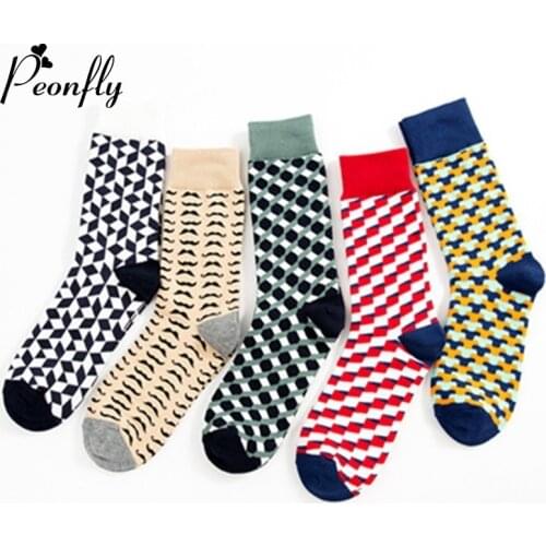 Peonfly Happy Gifts for Men Colorful Designer Brand Funny Socks Calcetines Hombre Divertidos