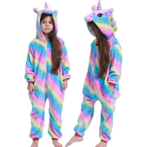 Kigurumi Unicorn For Children Pajamas Boys Girls Licorne Blanket Sleepers Kids Onesie Animal Winter Overalls Baby Panda Costumes