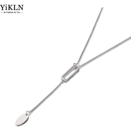 YiKLN Neo-Gothic Punk Style Charm Pendant Necklaces For Women Girls Simple Stainless Steel Link Chain Necklace YN20176